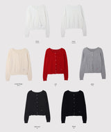 #Mood Cable Lettering Embroidery Round Cardigan (6color)