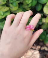 ピンクフラワービーズリング