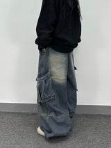  retro denim cargo pants