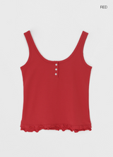 [MADE] Forpoon Frill Henley Neck Sleeveless Top