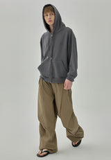Side Drape Wide Pants - CAMEL