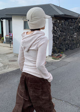 WOOL BUTTON HOOD TEE