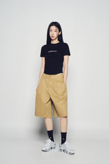 25SS COLOR LOGO HEM LINE CROP SHORT SLEEVE T-SHIRT BLACK