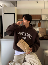  Urban University Embroidery Double Middle Overfit Hoodie