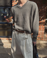 [wool80%] コップウールレイヤードVネックニット