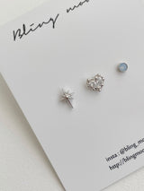 [3 set] blue twinkle heart piercing set