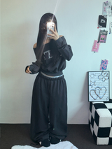 HIP PRINTING レタリングワイドパンツ 💟💙🩶4COLOR