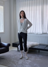 Lotus Drape Scarf Top (Ash Cream)