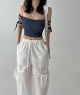 strap denim crop top