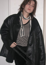 Knit Long Muffler_Ivory&Black