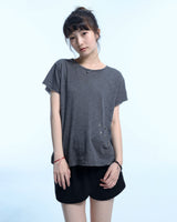 グランジクローカーモアイレットTシャツ - チャコール