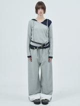 lace folding sweatpants / gray