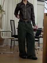 Vintage crop leather jacket