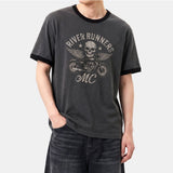 エッセンシャルスタンダード半袖リンガーTシャツ モーターサイクル チャコール