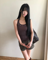 ルネフホルターネックスリーブレストップ
