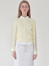 KIRSH PLAIN LINE POINT CABLE KNIT - IVORY  