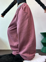 フリースビビットピグメントワイドロングバルーンオーバーパンツ🩶❤🖤3カラー
