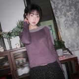 (3color) ドットリボンタイシャーリングネックニットトップス