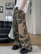 Tack Destroyed Snap Cotton Pants Camo