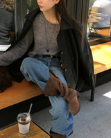 Our Leather Middle Jacket
