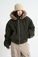 Flight padding fur hood jumper