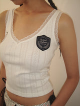  rirri New Arrival Class A Certified Baby Jacquard 100% Cotton Embroidered Lace Trim Undershirt