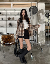 Vince damage checked hoodie jacket