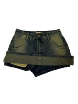 [BELT & INNER SHORTS] AUTUMN DENIM BROWN KHAKI DENIM SKIRT – SK