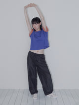 NYLON STUD PINTUCK PANTS (DARK GREY)