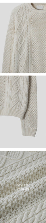 [F/W] ウールツイストケーブルニット (4色)