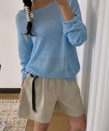 Golden Front Pintuck High-Waist A-Line Cotton Shorts 2 Colors