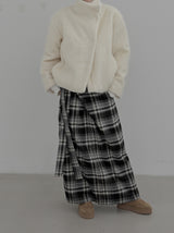 Check Strap Wrap Long Skirt