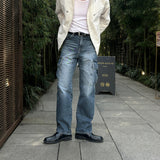 LMN Elite Wide Greitine Cargo Denim Pants (blue)