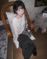 (2color) Flower Fold-Over Banding Long Skirt