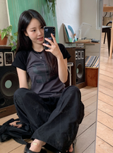 スポーティーラグランカラー半袖Tシャツ (4color)