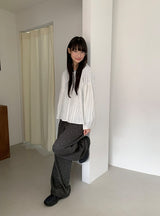 Kentit Stripe Shirring Button Blouse