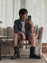 テイツリネンストライプシャツ
