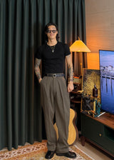 One-Tuck Semi-Banded Cotton Pants 3COLOR