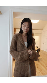 Earl grey alpaca cardigan (muffler set)
