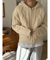 [F/W] Heavy wool knit hood zip up(4color)