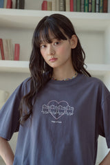 26SS★ Cat's Heart Chain Embroidery Short Sleeve Tee
