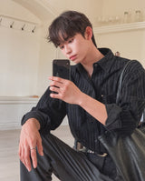 Roden Corduroy Striped Rivet Shirt