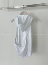 Backless Hooded Zip-Up Sleeveless
