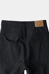 ナチュラルハイウェストバギーフィットデニムパンツ (Black)