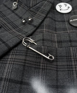 BBD グラフィティロゴピアスプレイドオーバーサイズブレザー (チャコール)