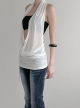 Desert Cowl Neck Hooded Drape Top