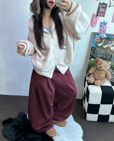 M,XL🤎2サイズ🤎 ダブルピンタックワイドロングバルーンパンツ ❤🤎🖤🩶4カラー