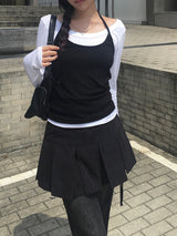 ラッキースエードプリーツラップスカート