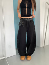 STUD BALLOON WIDE PANTS (2C)