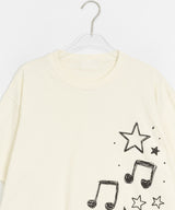 Koge Star Musical Note Printing Loose Fit Short Sleeve Tee